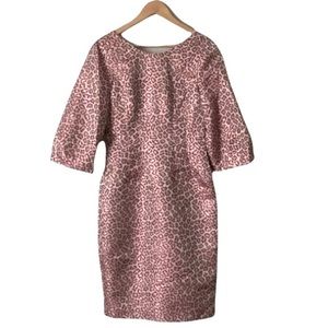 Alton Gray Pink Leopard Print Jacquard Dress